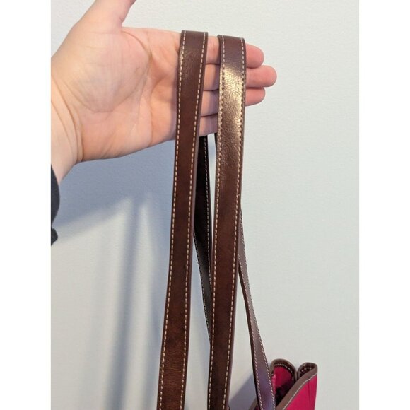 Etienne Aigner Large Classic Hot Pink Tote Bag Shoulder Bag Brown Buckle - Picture 11 of 16